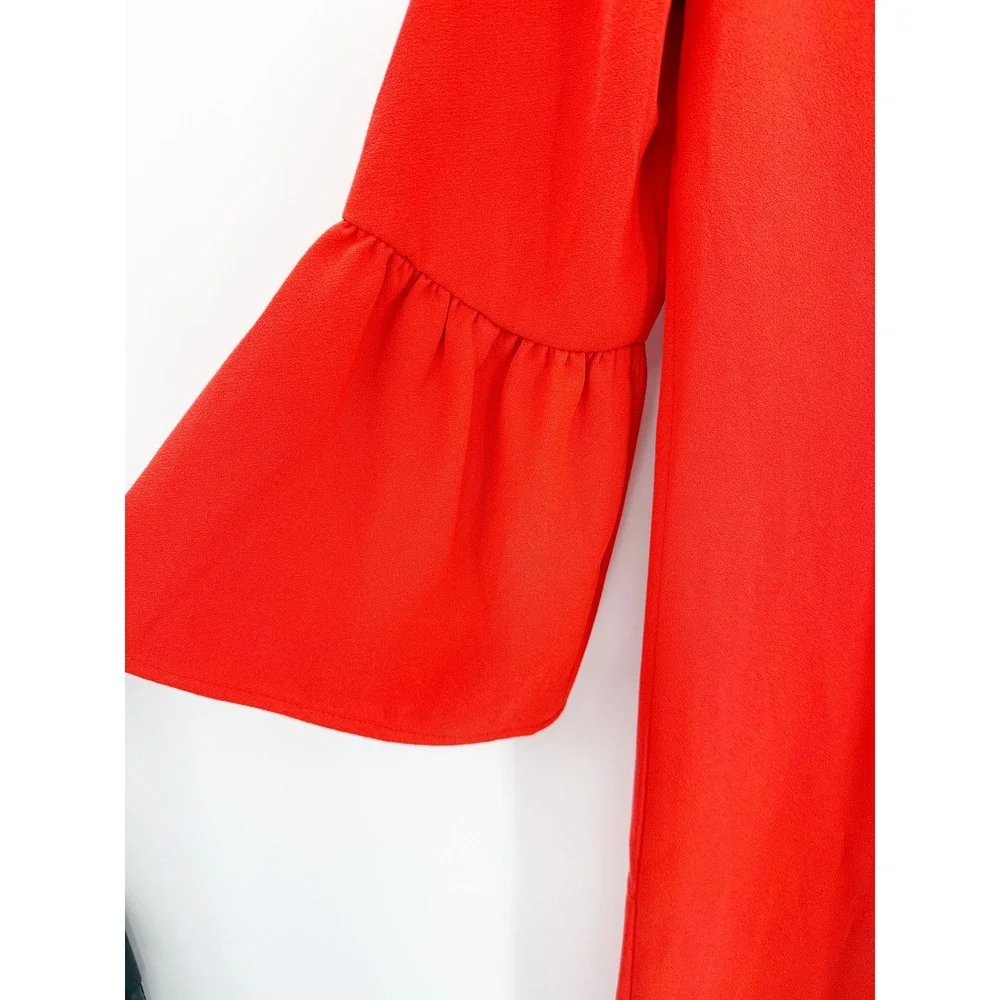 J.Crew Ruffle Neck Shift Dress 365 Crepe Brilliant Sunset Orange Red AK212 2